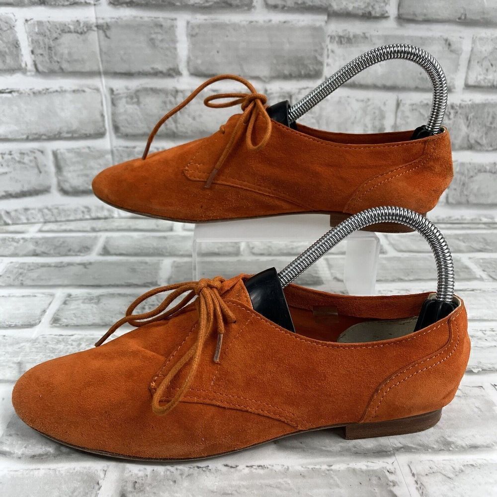 Tosca Blu Women's Size 37/ US 6.5 Orange Suede Flat Lace Up Loafer Oxfords - Picture 12 of 12